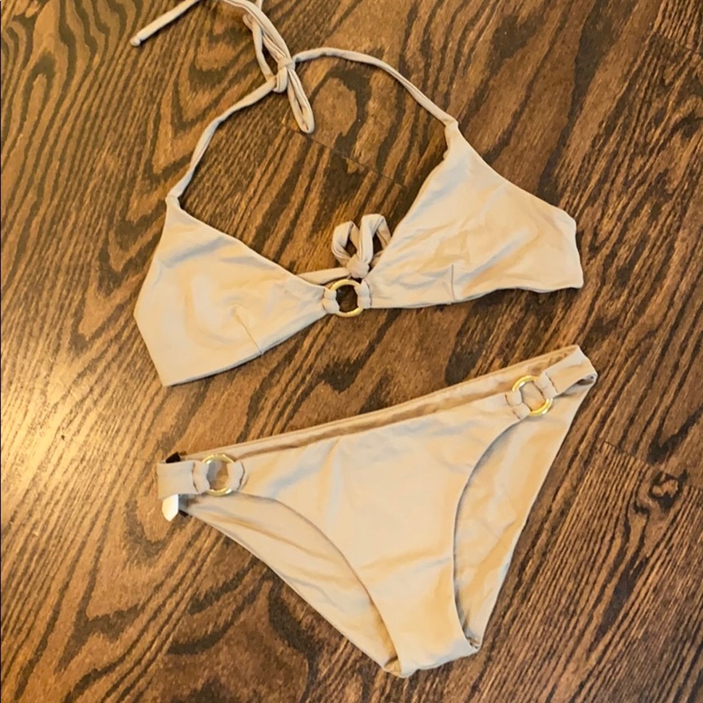 SoDeMel S XS Beige Gold Bathing Suit Bikinis
